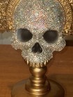 Rhinestone Skull Figurine on Stand with Gold Tone Sunburst Crown Headpiece — photo 6