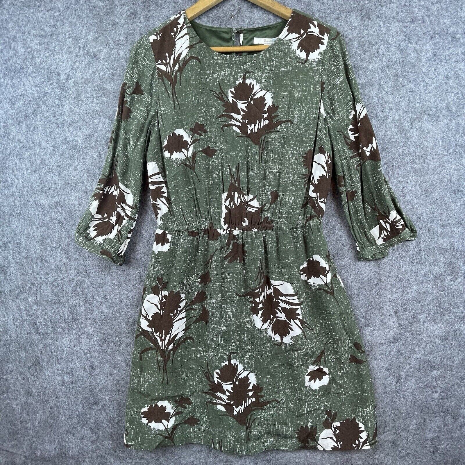 Boden Dress Womens 8 Green Brown Earthy Boho Career Lined Flowy Lightweight
