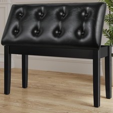 Duet Piano Bench with Storage Padded Faux Leather Cushion Seat Piano Stool