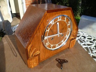 ART DECO BRITISH MADE STRIKING MANTLE CLOCK JUST TOTALLY REFURBISHED EXCELLENT