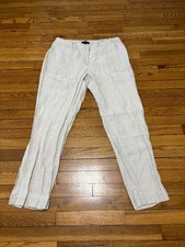 Talbots Womens 100 Linen Pants Plus Sz 14W Beige Tapered Casual Career Elastic