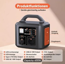 600W Powerstation ⚡ Camping Notstrom Akku Generator 230V USB-C PD – NEU