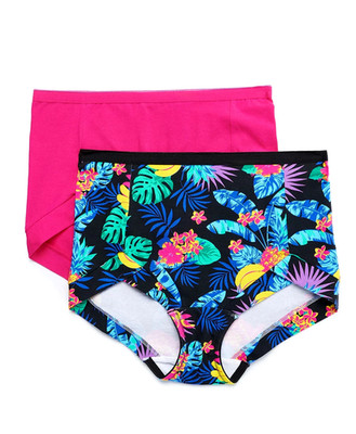 TS TAKING SHAPE plus size 14 (XS) Tropicalia Print Briefs 2Pk cotton undies NWT!