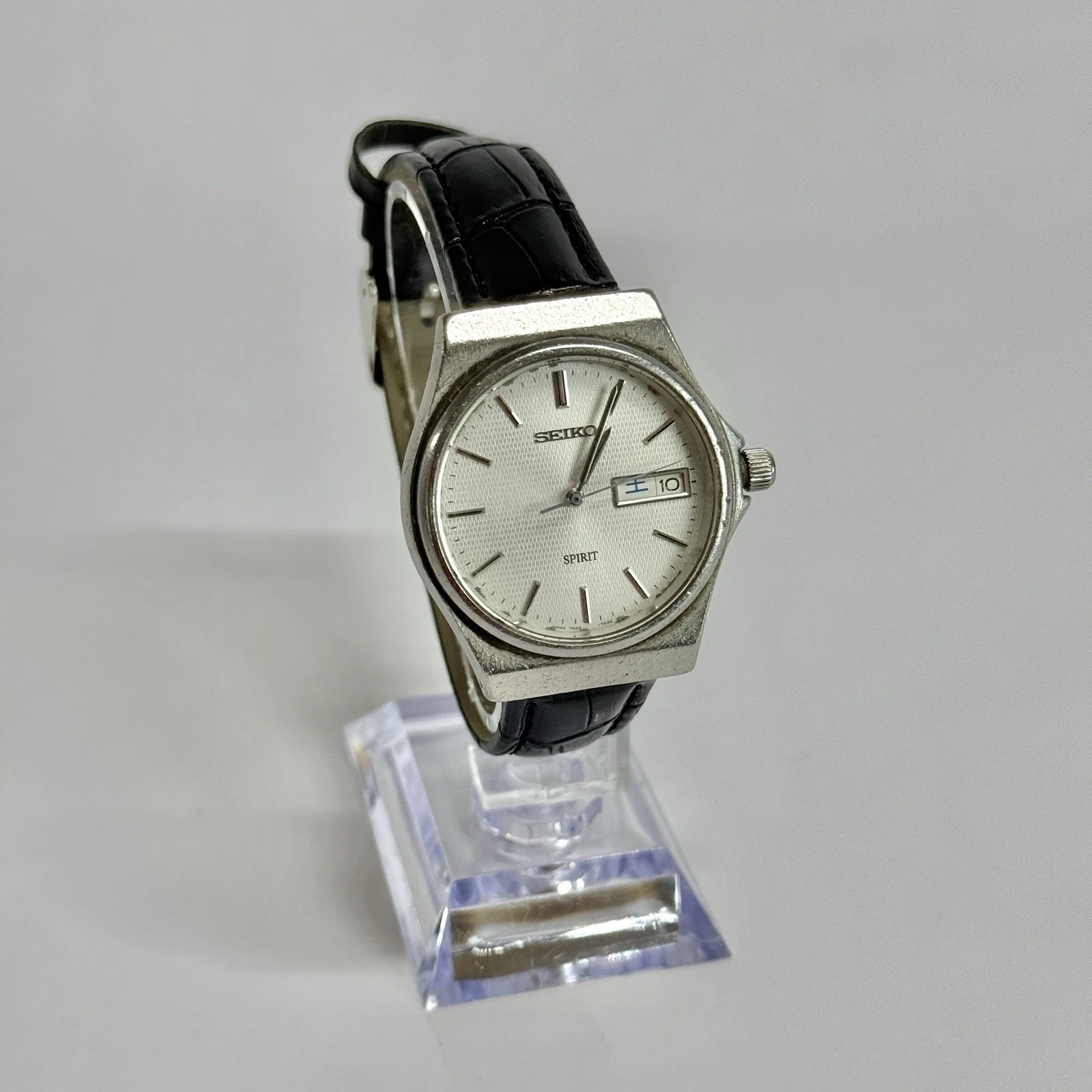 SEIKO Spirit 7N48-7A10 Silver Tone Quartz Men Vintage Watch W458 *WORKING