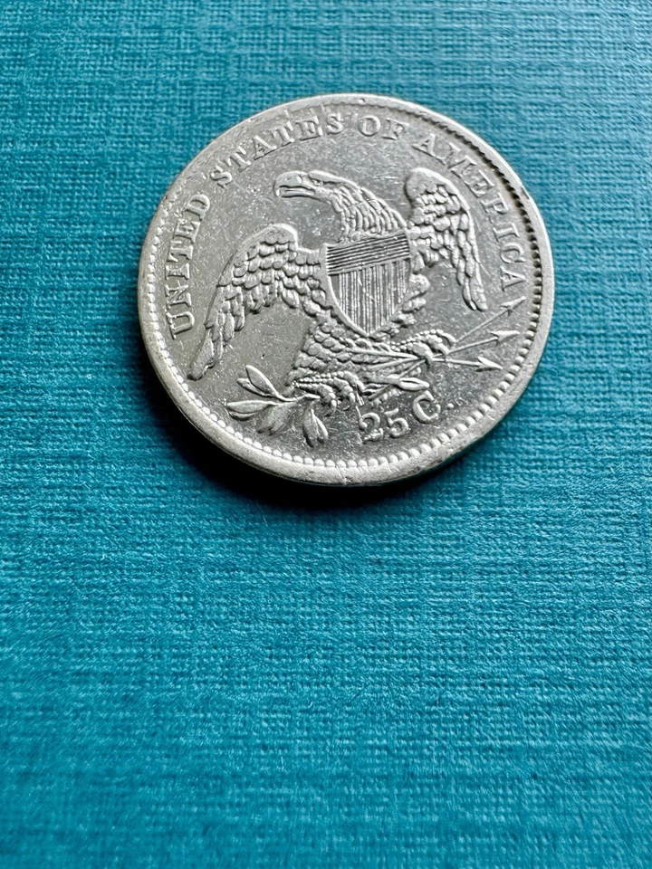 1835 25C Capped Bust Quarter Dollar Coin | Silver | XF+/AU Cleaned | Scarce - Image 3 of 4