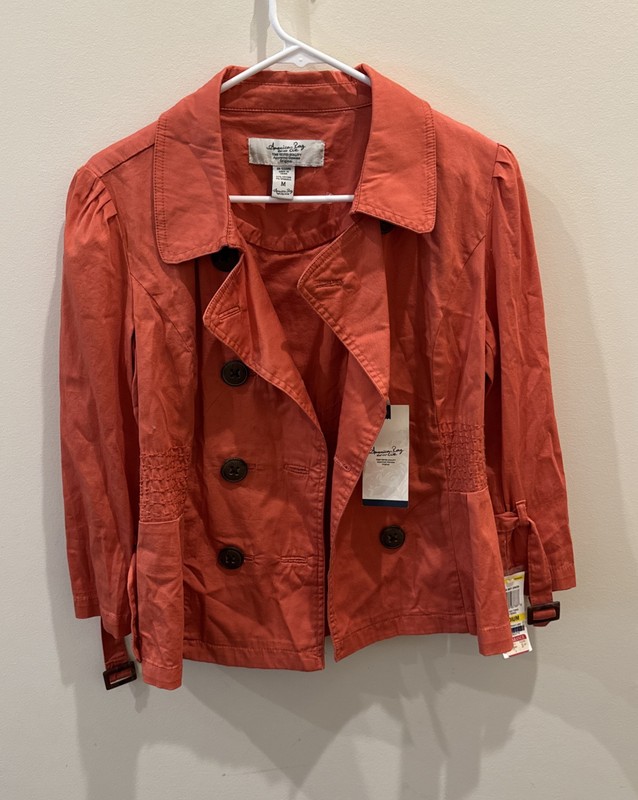 American Rag Cie Jacket Size Medium Cotton Button Front Coral Womens