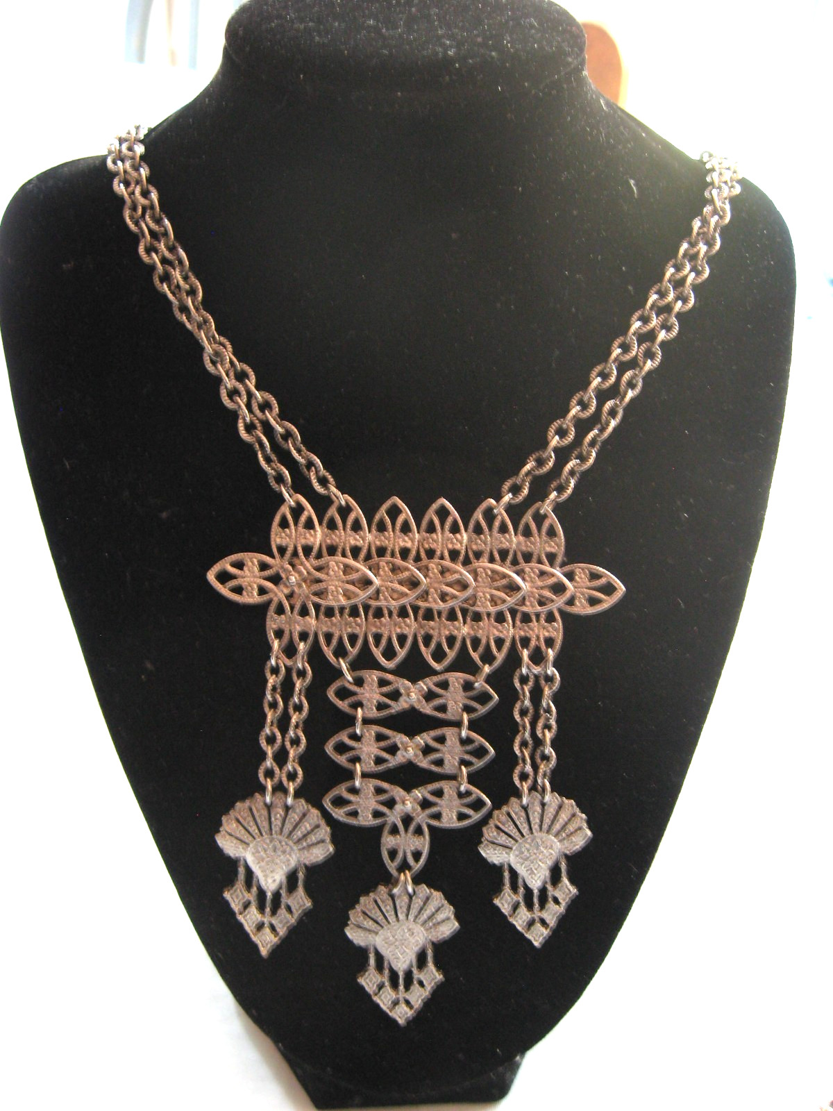 Three Middle Eastern Style Silver Tone Necklaces - image 3