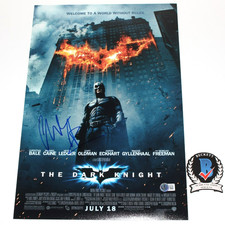 CHRISTIAN BALE SIGNED 'THE DARK KNIGHT' 12x18 MOVIE POSTER BECKETT COA BATMAN