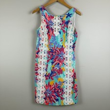 Lilly Pulitzer Shift Dress Women's 2 Multicolor Ember Trippin Sippin Lace Preppy