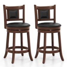 25.5" Swivel Bar Stool Set of 2 Counter Height Bar Stools Armless Chairs for Pub