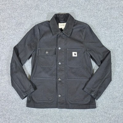 Carhartt WIP Michigan Jacket Corduroy Collar Black Chore Womens Size Medium