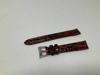Elini Watch Alligator Embossed Genuine Leather Tobacco Brown Strap Band 16mm