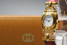 Near MINT W/Case GUCCI 6300L 21mm Gold White Dial Quartz Women's Watch JAPAN