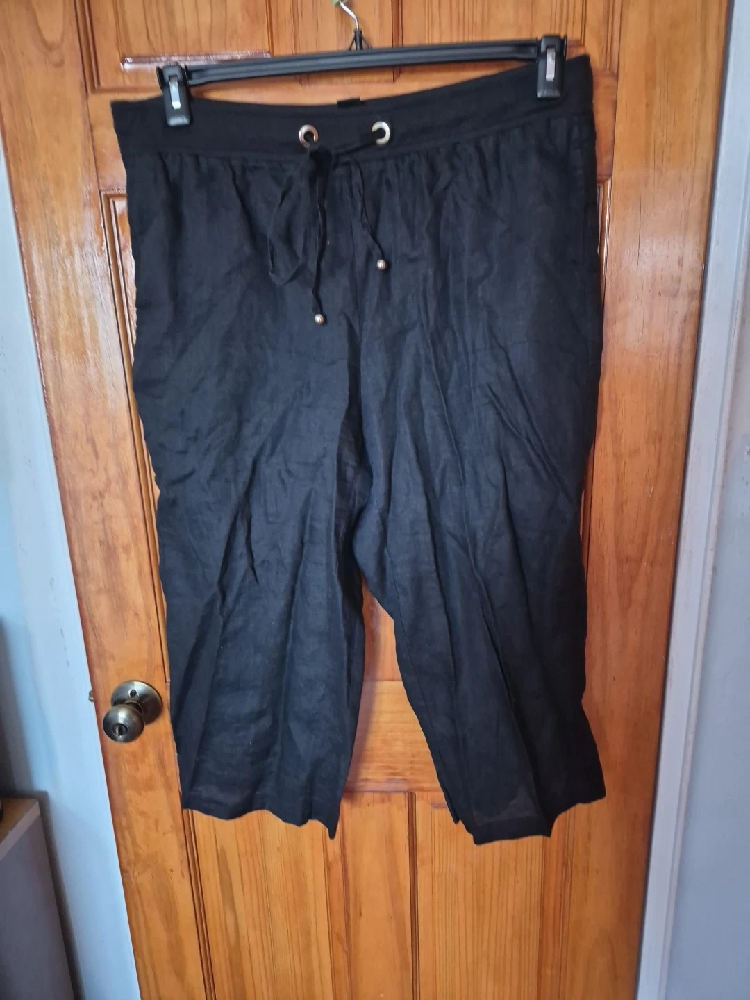 Style & Co Woman Summer Black Capri Pants Linen Size 16W