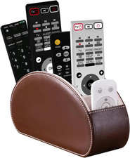 Remote Control Holders Organizer Box with 5 Compartment PU Leather Caddy
