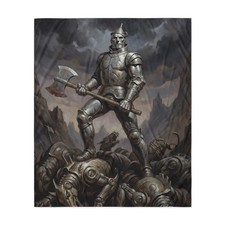 Tin Man Warrior Wizard Of Oz Tapestry Dark Fantasy Wall Art Silver