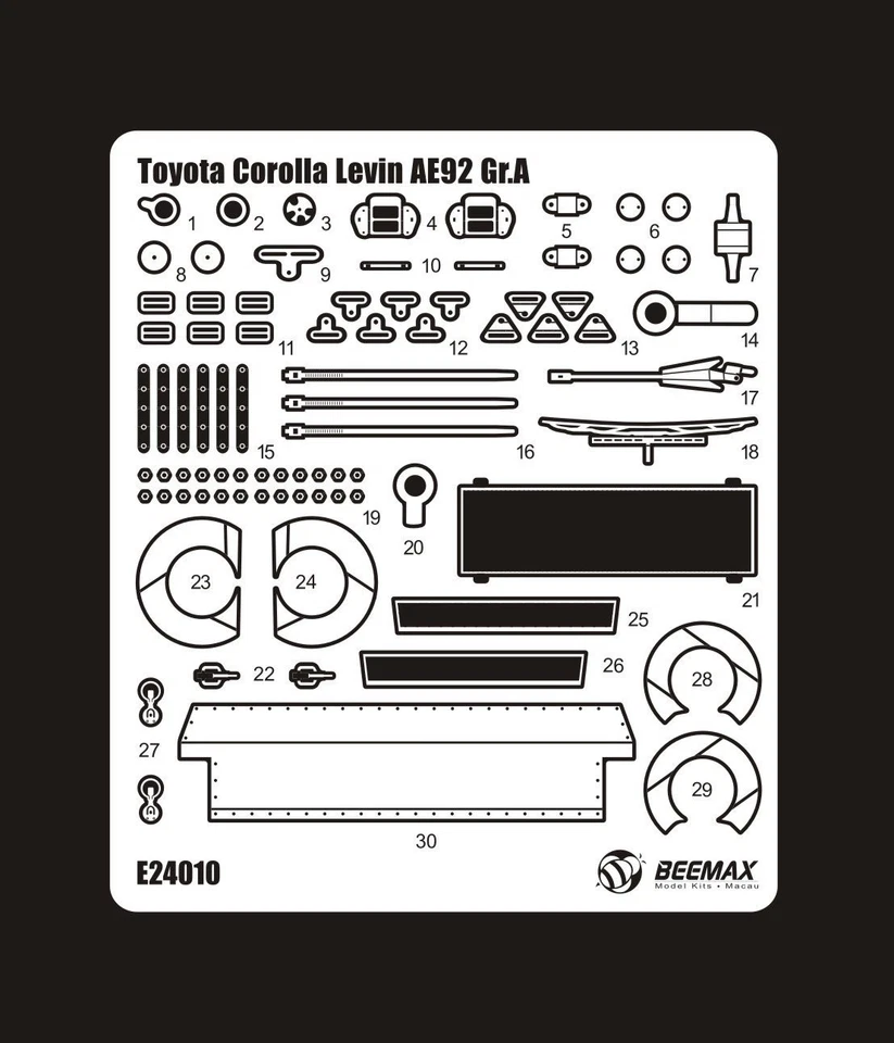 Aoshima 1/24 Detail Up Parts #12 BEEMAX Corolla Levin AE92 '88 Grp A - Image 3 of 4