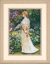 Cross Stitch "In Her Garden". Embroidery Kit. Unprinted  anvas Dimensions