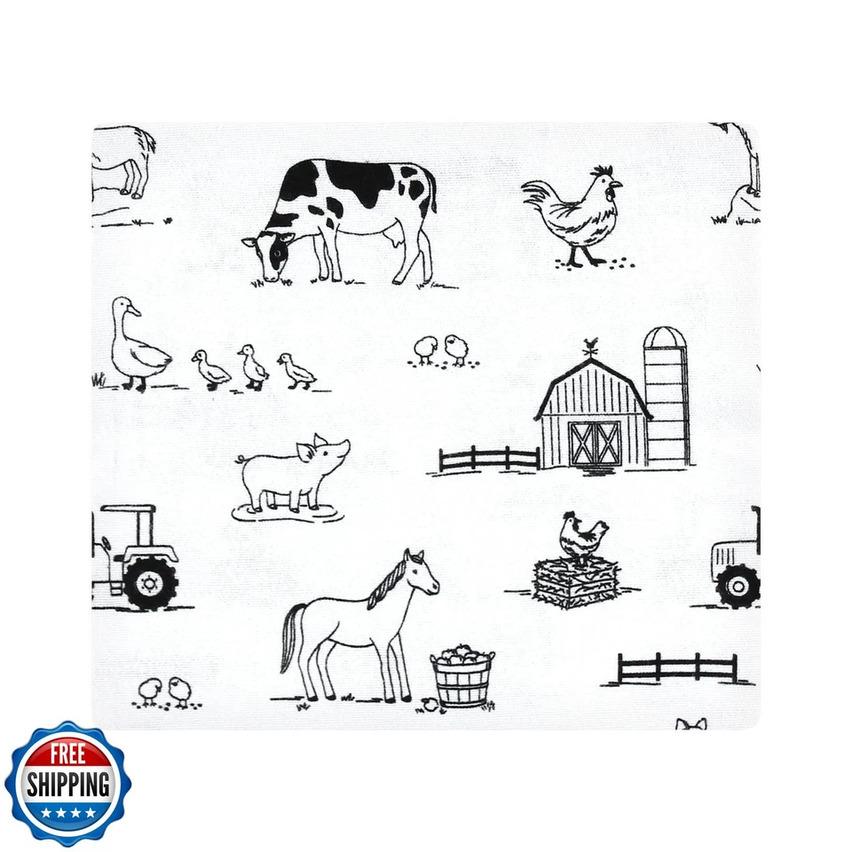 Mantas de recepción de franela para bebé Luvable Friends Hudson 4pk, animación de granja neutral Foto 2 de 2