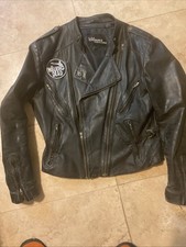 Vintage Wilson's Black Leather Biker Motorcycle Jacket S Buckle w/ Pockets