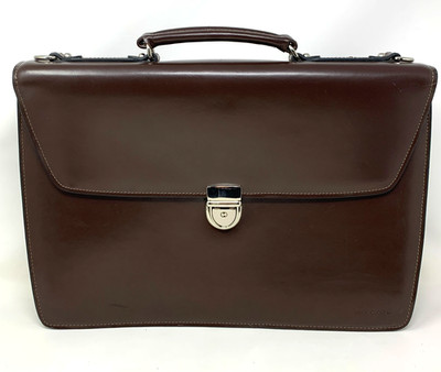 Jack Georges Vintage Leather Attache Briefcase Messenger Brown 16''x12''x5''