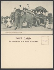 India Old UB Postcard Indian Prince Maharaja Maharaja's Elephant Chariot, Riders