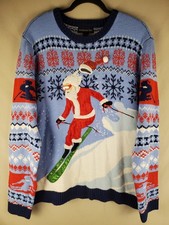 Blizzard Bay Ugly Christmas Sweater Party Skiing Santa Size Large