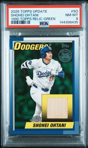 2025 Topps Update Shohei Ohtani #SO 1990 GU Game Used Patch /99 PSA 8