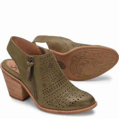 Söfft Tensley Slingback Leather Bootie Olive Green Size 7