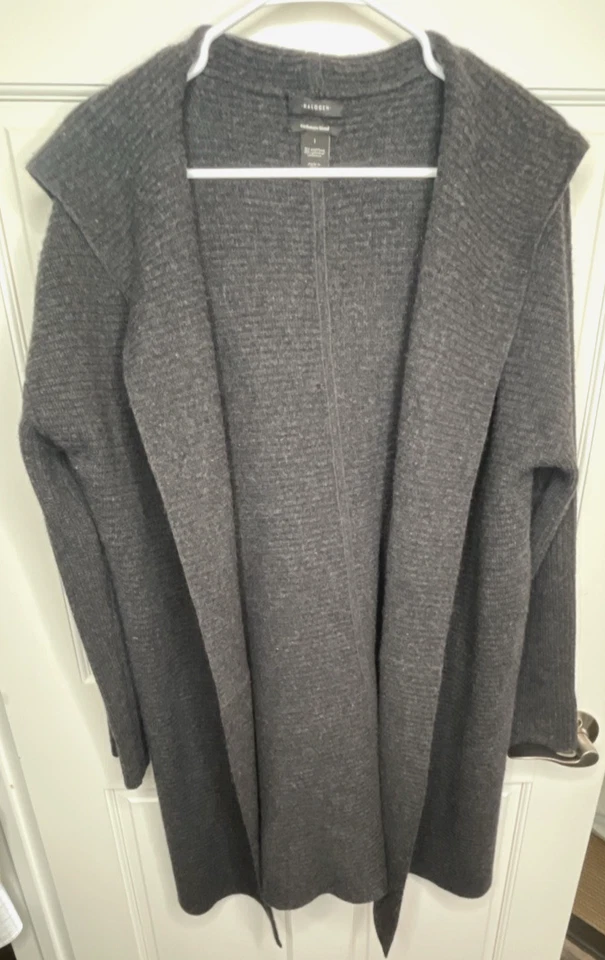 Halogen Women's Cashmere Blend Open Front Sweater Duster Sz L Hooded Minimalist - Image 2 of 4