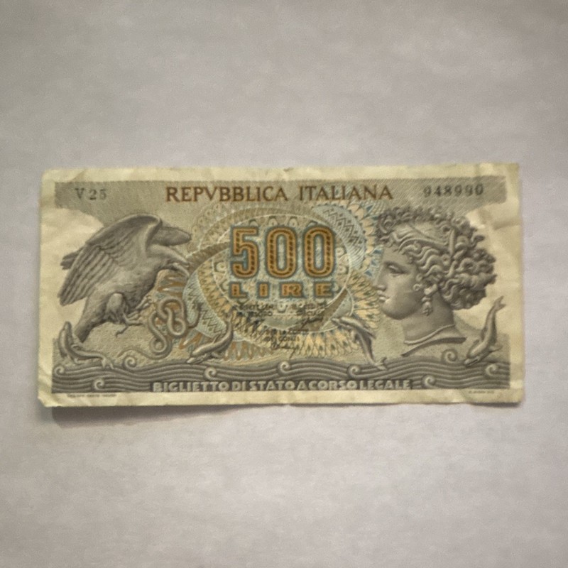 Italy 500 Lire "Cinquecento" Repubblica Italiana Arethusa Banknote - Circulated