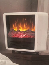 Duraflame 1500W Portable Heater Personal Fire Cube Stylish White 