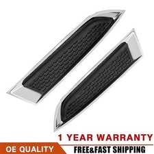 Pair Front Bumper Grille Headlight Cover Wchrome Bezel For 2013-2017 Gmc Acadia