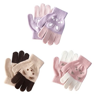 Outdoor Mittens for Kids Cartoon Gloves Boys Girls Winter Warmer Knitted Mittens