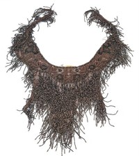 VTG SPA ASH Glass Beaded Handmade Belly Dance Brown Hip Scarf Shawl 100 Silk