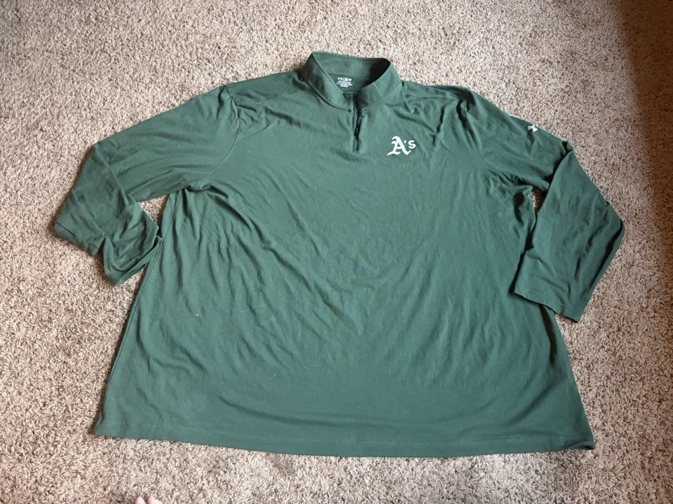 Under Armour 1/4 Zip Pullover Shirt Oakland Athletics A’s Baseball MLB 5XL Green - Image 3 of 4