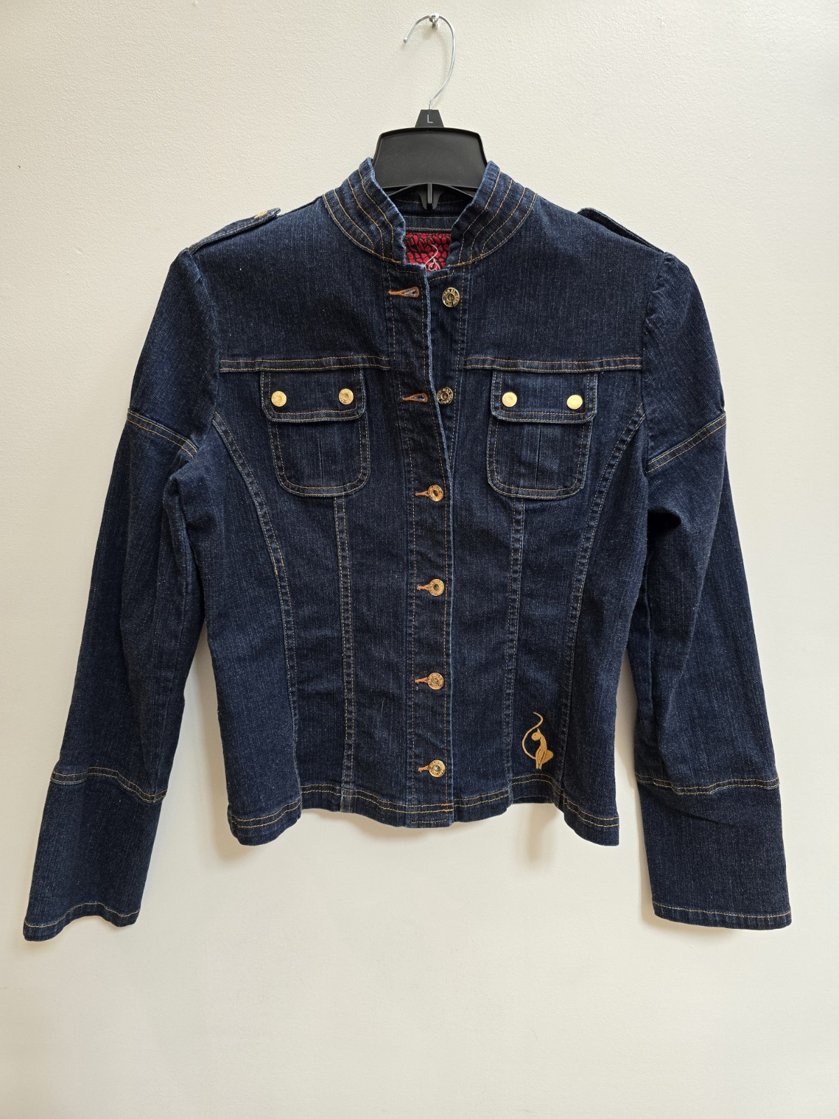 Vtg Inspired Y2K Baby Phat Jean Jacket Women's Size XL Blue Denim Button Logo