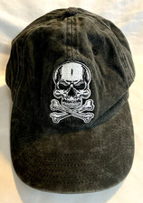 Skull Cross Bone Trucker Biker Ball Cap Hat Black Gray Adjustable Fits S to XL