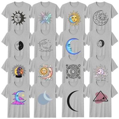 Boho Sonne und Mond T-Shirt Mystisch Kosmisch Geburtstag Geschenk