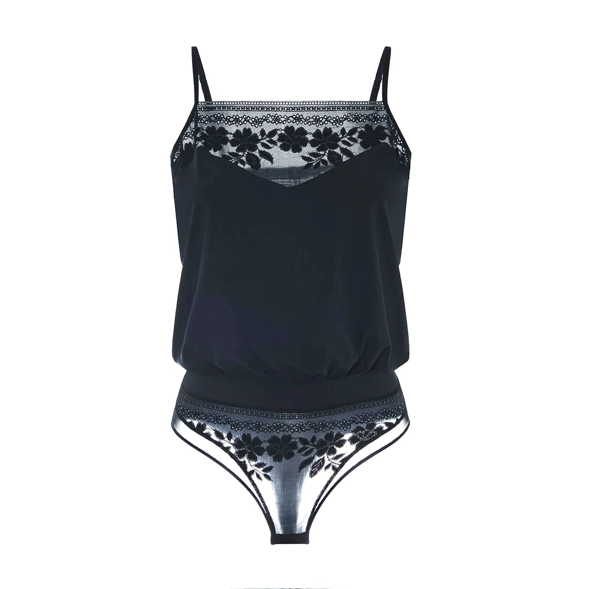 Body String Ouvert Avidlove Femme Noir Taille M - Satin Et Voile Liens