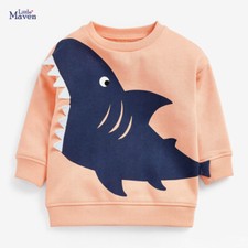 Spring/Autumn Boys Loose and Casual Cute Shark Round Neck Long Sleeve Sweater