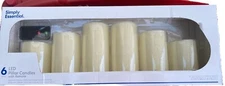 Simply Essential LED Warm White Pillar Candles Set of 6 - Remote - New