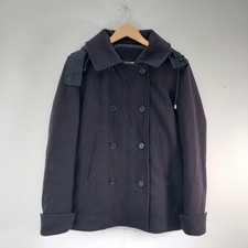 Lacoste 44 Wool Coat Double-breasted Navy Blue Full Zip Buttons Womens Pockets