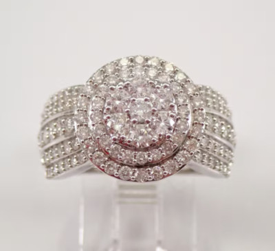 2.00Ct Lab Created Diamond Cluster Engagement Ring 14K White Gold ...