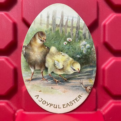 A Joyful Easter Greeting Card Egg Shaped Joyful One Sided Vintage 1950s