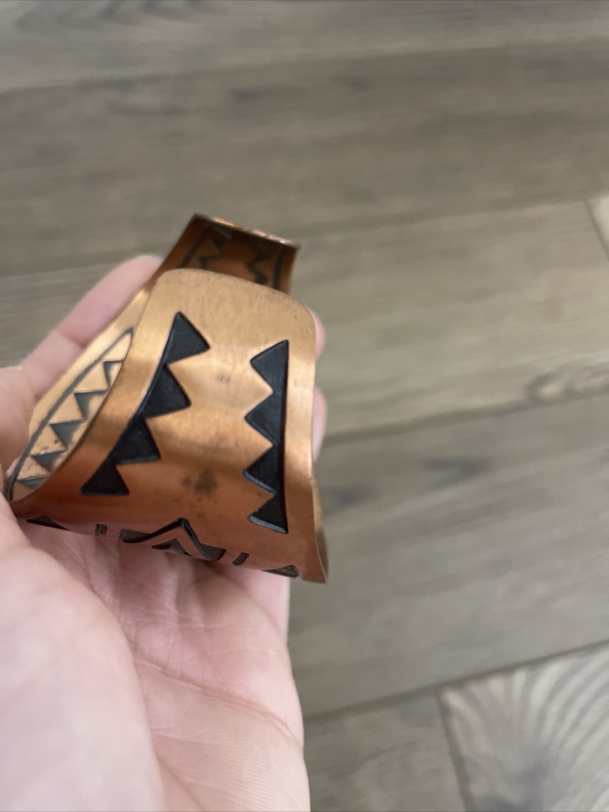 Native American Influence Wide Solid Copper Cuff … - image 8