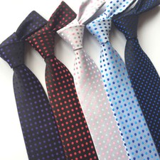 Mens Polka Dot Wide Necktie Jacquard Woven Necktie Wedding Party Ties