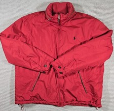 Vtg Polo Ralph Lauren Full Zip Jacket Men Sz XXL Red Packable Hood Pony
