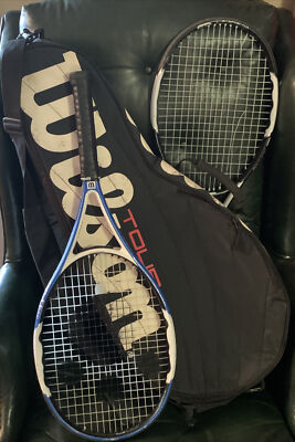 Wilson Blue Fury Tennis Racket (100 in.²￼ Head) & Four (4) Racket Carrying Case