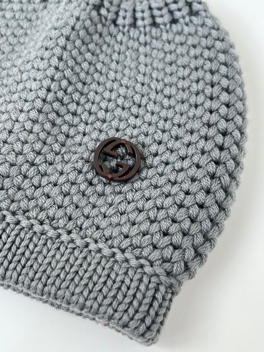 Gucci Knitted Grey Wool Hat - NWT Rib knit wool hat in grey | GUCCI® US main image 4
